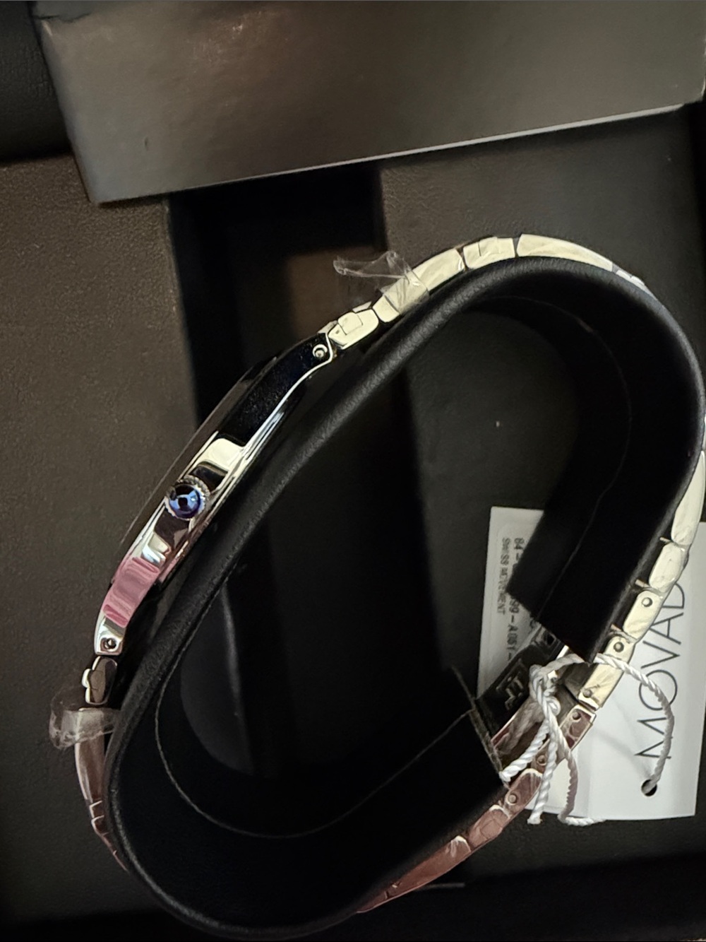 Movado Juro Silver and Black Minimalist Bracelet Watch, Unisex, Brand New - Picture 4 of 7